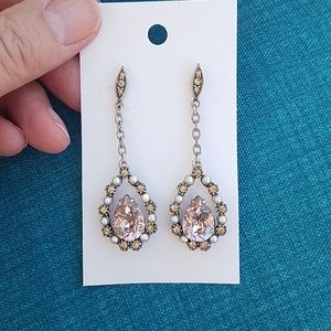 Statement earrings, pink, pearl and silver